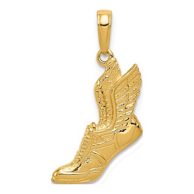 14K Yellow Gold Running Shoe Pendant