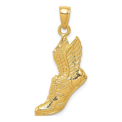 14K Yellow Gold Running Shoe Pendant