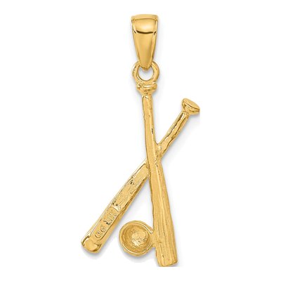 14K Yellow Gold Baseball Bats Pendant – view 4