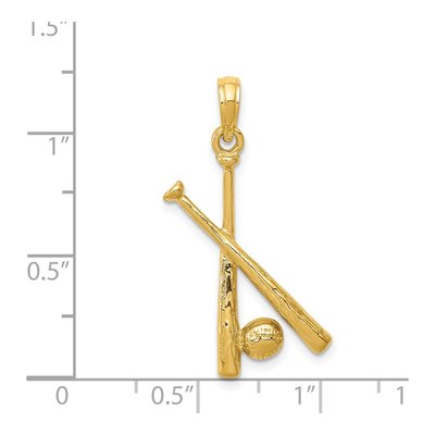 14K Yellow Gold Baseball Bats Pendant – view 5