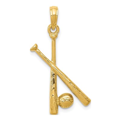 14K Yellow Gold Baseball Bats Pendant
