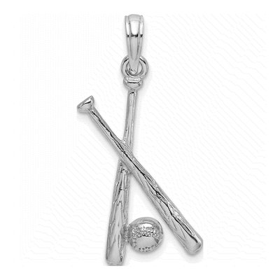 14K White Gold Baseball Bats Ball Charm