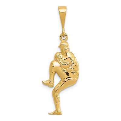 14K Yellow Gold 3D Baseball Pitcher Charm – view 4