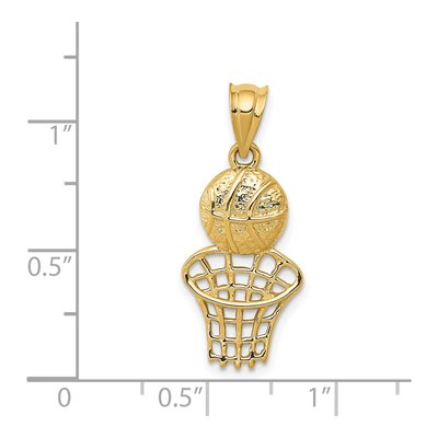 14K Yellow Gold Basketball Net Pendant – view 5