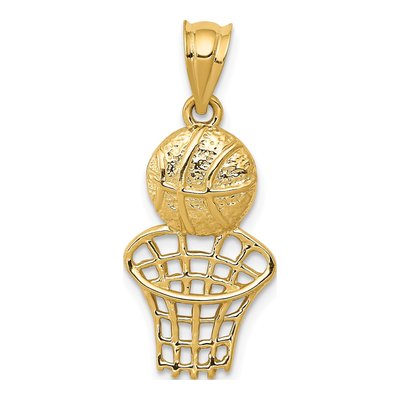 14K Yellow Gold Basketball Net Pendant