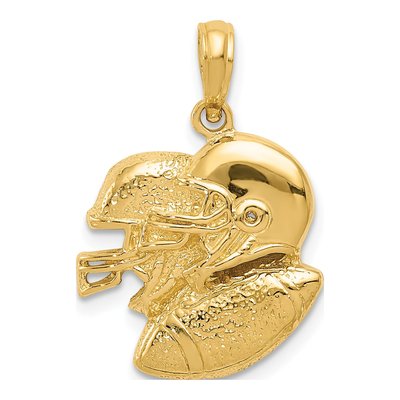 14K Yellow Gold Football Helmets Ball Charm