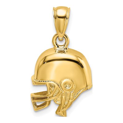 14K Yellow Gold Football Helmet Pendant