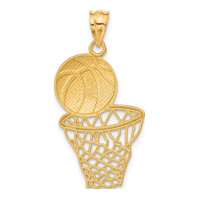 14K Yellow Gold Basketball Net Pendant – view 4