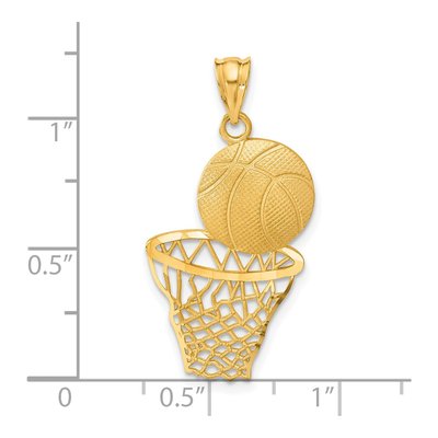 14K Yellow Gold Basketball Net Pendant – view 5
