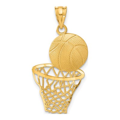 14K Yellow Gold Basketball Net Pendant