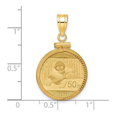 14K Yellow Gold Panda Coin Bezel Pendant – view 2