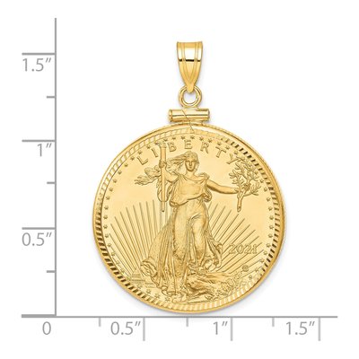 14K Yellow Gold 2oz American Eagle Coin Bezel Pendant – view 2