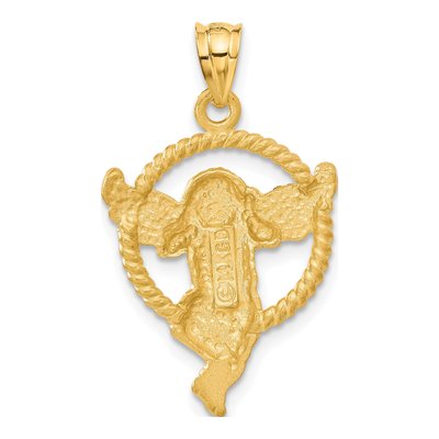 14K Yellow Gold Angel Circle Pendant – view 4