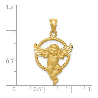 14K Yellow Gold Angel Circle Pendant – view 5