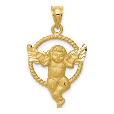 14K Yellow Gold Angel Circle Pendant