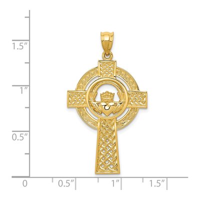 14K Yellow Gold Celtic Claddagh Cross Pendant – view 4
