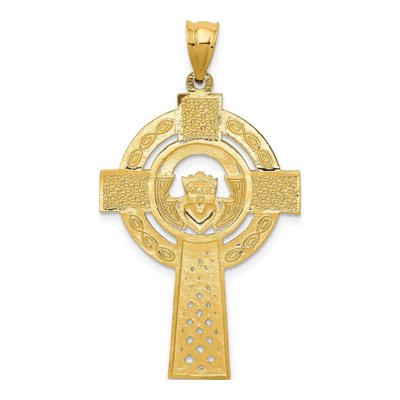 14K Yellow Gold Celtic Claddagh Cross Pendant – view 5