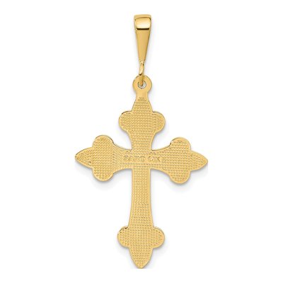 14K Yellow Gold Fleur de Lis Cross Pendant – view 4