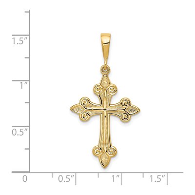 14K Yellow Gold Fleur de Lis Cross Pendant – view 5