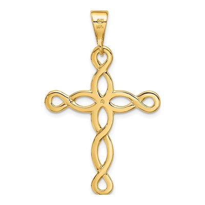 14K Yellow Gold Loop Cross Pendant – view 4