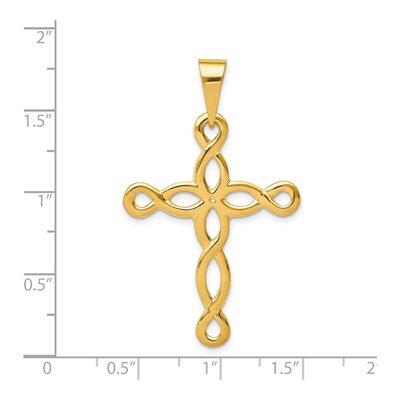 14K Yellow Gold Loop Cross Pendant – view 5