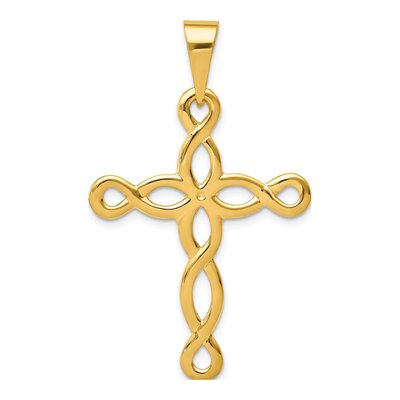 14K Yellow Gold Loop Cross Pendant