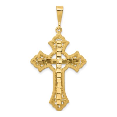 14K Yellow Gold Diamond-Cut Celtic Cross Pendant