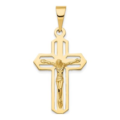 14K Yellow Gold Cut-Out Crucifix Pendant