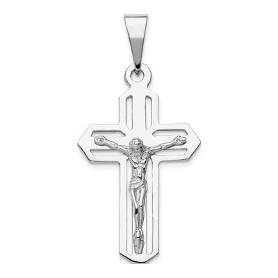 14K White Gold Cut-Out Crucifix Pendant