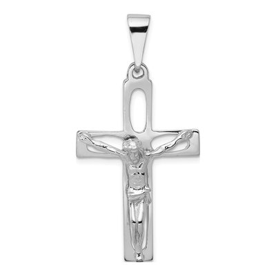 14K White Gold Crucifix Pendant