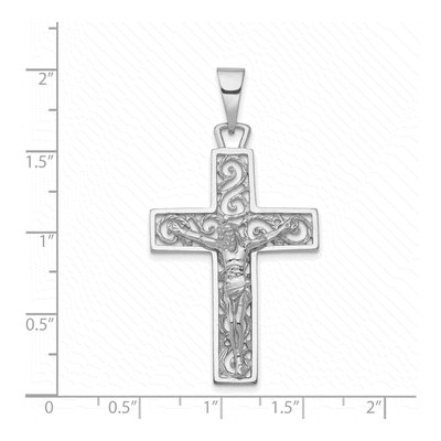 14K White Gold Large Filigree Crucifix Pendant – view 4