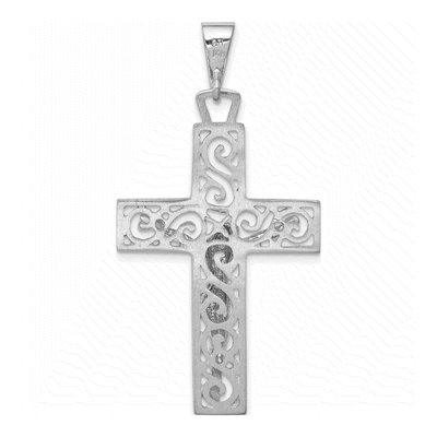 14K White Gold Large Filigree Crucifix Pendant – view 5