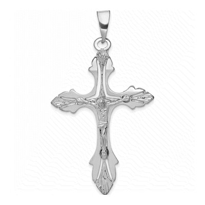 14K White Gold Crucifix Pendant