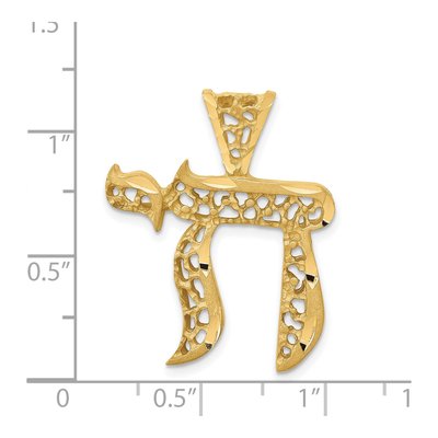 14K Yellow Gold Filigree Chai Pendant – view 5