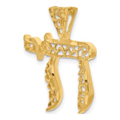 14K Yellow Gold Filigree Chai Pendant – view 6