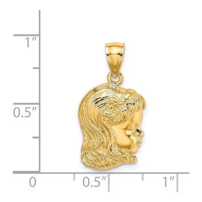 14K Yellow Gold Girl Head Pendant – view 5