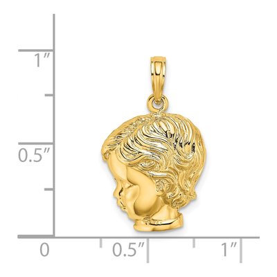 14K Yellow Gold Boy Head Charm Pendant – view 5