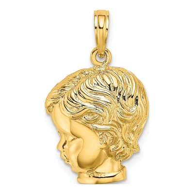 14K Yellow Gold Boy Head Pendant
