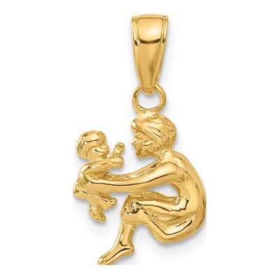 14K Yellow Gold Mother Holding Child Pendant – view 4