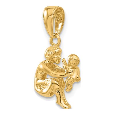 14K Yellow Gold Mother Holding Child Pendant – view 6
