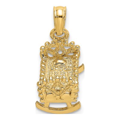 14K Yellow Gold Baby Cradle Charm