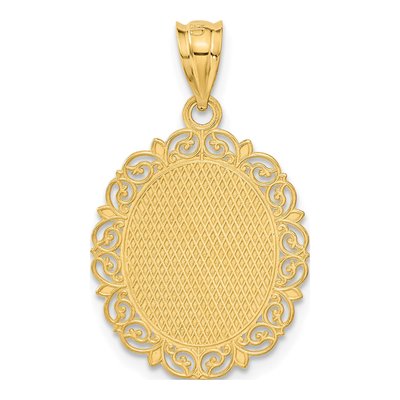 14K Yellow Gold Gemini Zodiac Oval Pendant – view 4