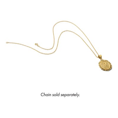 14K Yellow Gold Gemini Zodiac Oval Pendant – view 7
