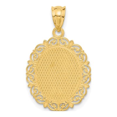 14K Yellow Gold Leo Zodiac Oval Pendant – view 4