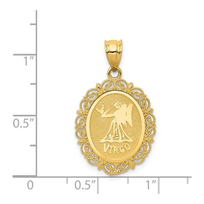14K Yellow Gold Virgo Zodiac Oval Pendant – view 5