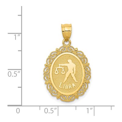 14K Yellow Gold Libra Zodiac Oval Pendant – view 5