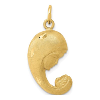 14K Yellow Gold Mother Baby Pendant