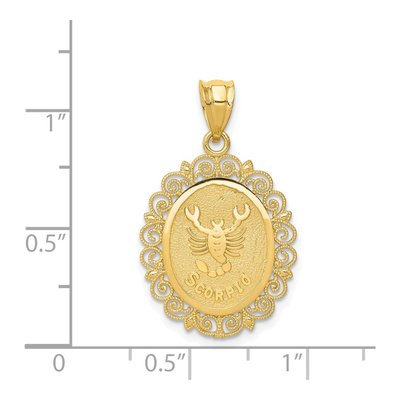 14K Yellow Gold Scorpio Zodiac Oval Pendant – view 5