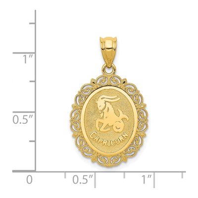 14K Yellow Gold Capricorn Zodiac Oval Pendant – view 5