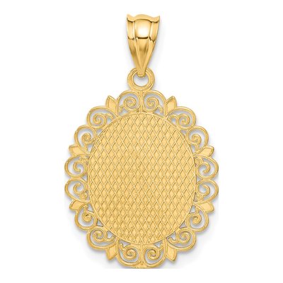 14K Yellow Gold Aquarius Zodiac Oval Pendant – view 4